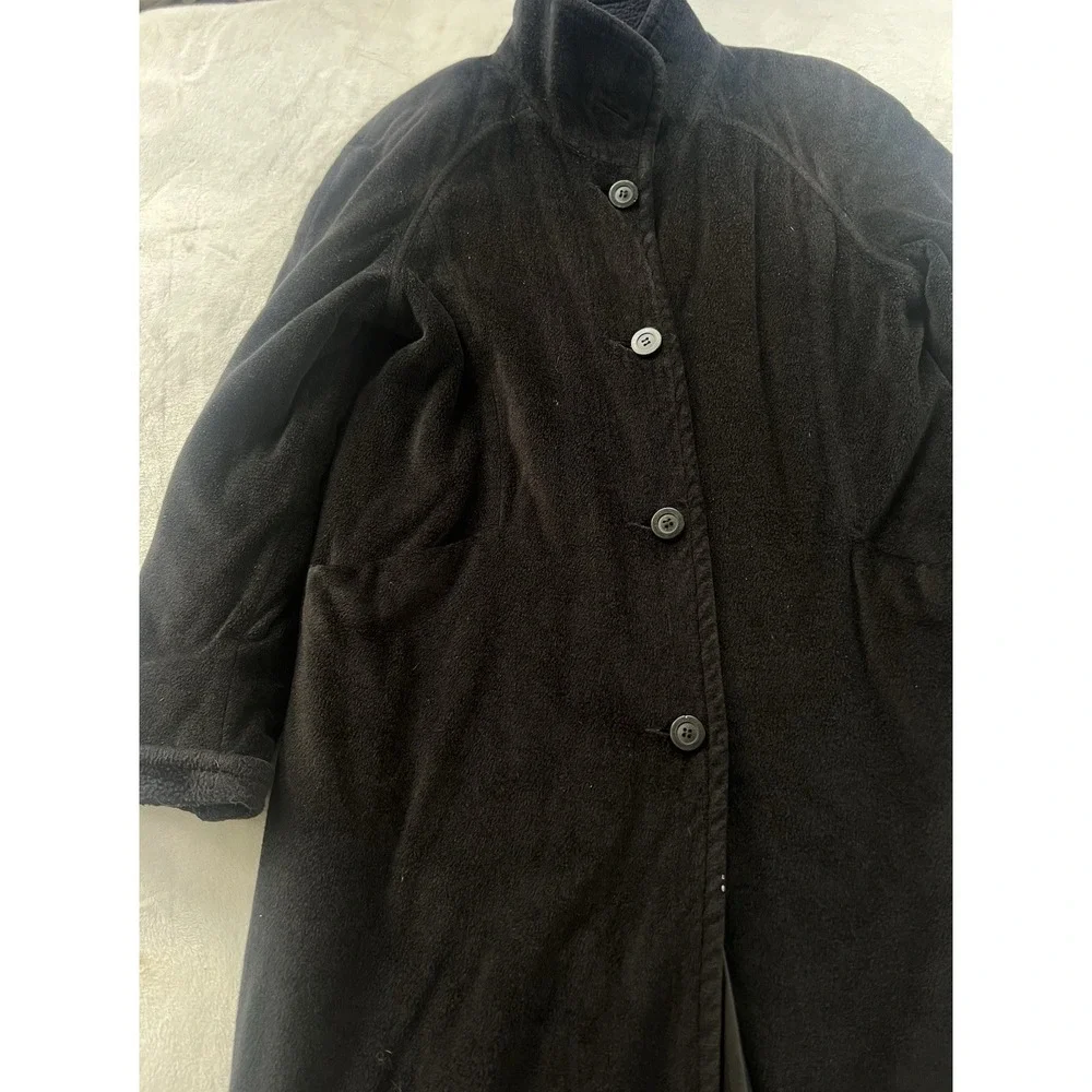 Vintage LL Bean Women's Wool Blend Long Trench Coat Black‎ Made In USA
